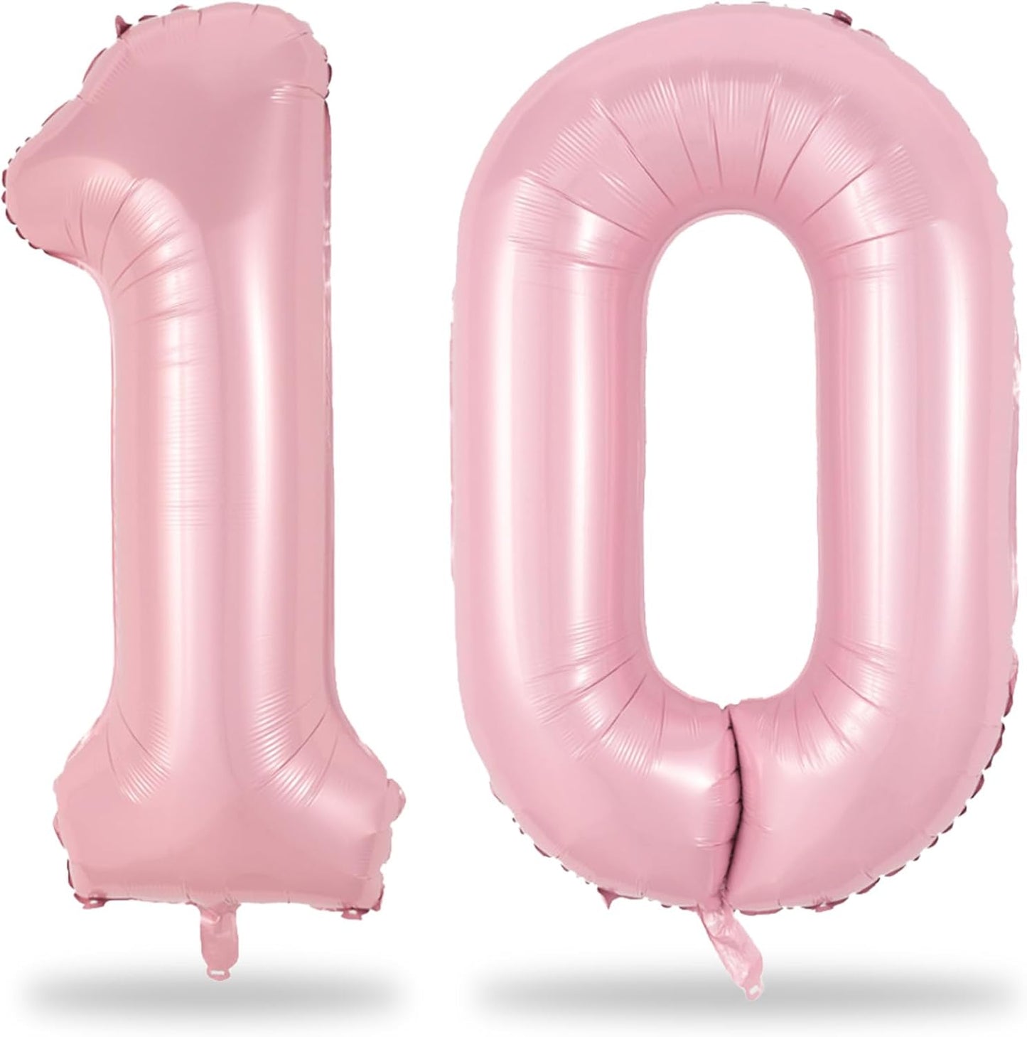Pastel Pink 10 Balloons Number, 40 Inch Foil Number 1 & 0 Balloons for 10 Year Old Birthday Decorations, Large Self Inflating Mylar Light Pink Balloon for Girls 10th Birthday Party Anniversary Decor