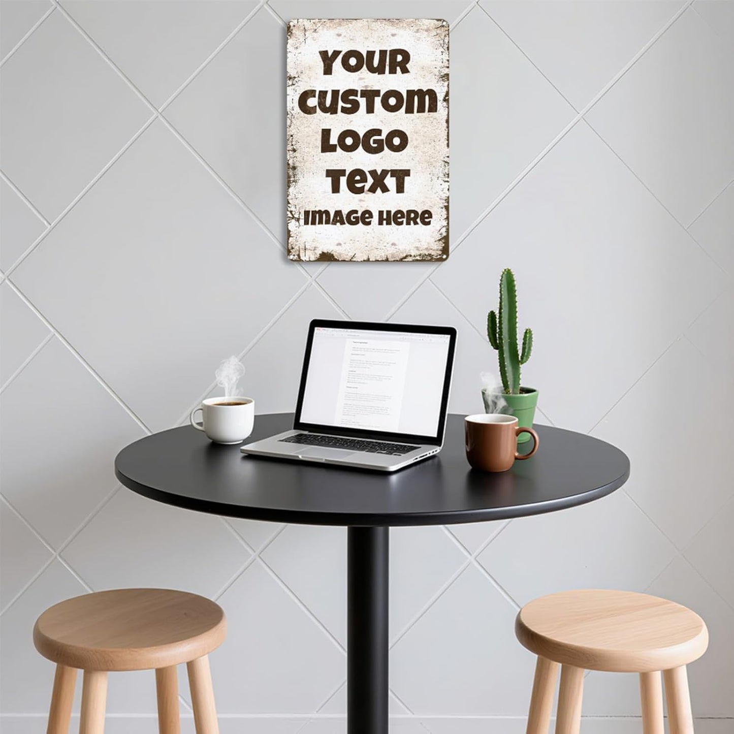 Personalized Metal Sign Custom with Photo Text Logo for Outdoor Yard Garden Home Business Wedding Wall Decor Street Sign Style (Vertical)