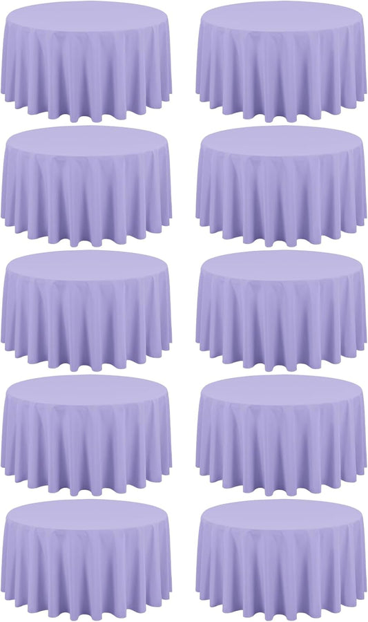 10 Pack Lavender Round Tablecloths - 120 Inch, Polyester Table Cover, Stain and Wrinkle Resistant Washable Fabric Table Cloth for Wedding Banquet Parties