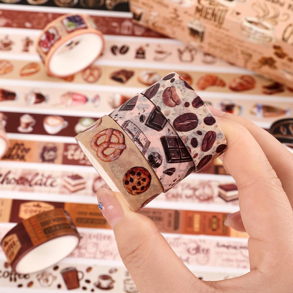 20 Rolls Coffee Theme Washi Tape Set, Writable Decorative Tapes for Scrapbooking, Bible Journaling, Bullet Journaling, 0.6"x79" per Roll