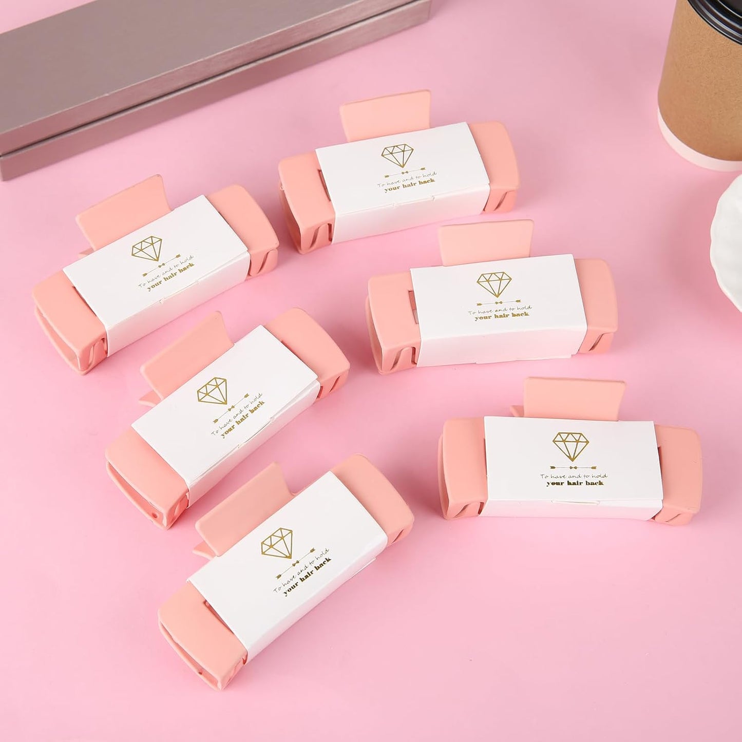 12pcs Bridesmaid Proposal Gifts 4.1inch square Bachelorette Claw Clips Sunglasses set of 12 Girls Trendy Cute Hair Clips for Wedding Party Favors(White&Pink 12pcs)