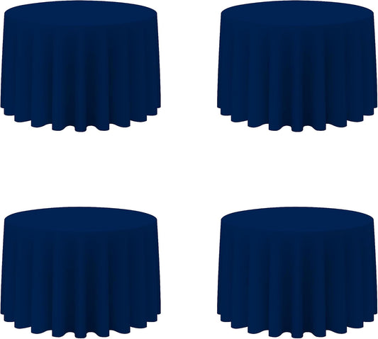 BRILLMAX 4 Pack Navy Blue Round Tablecloths 108 Inch - Circle Bulk Linen Polyester Fabric Washable Table Cloth Cover for Wedding Reception Banquet Birthday Party Buffet Restaurant