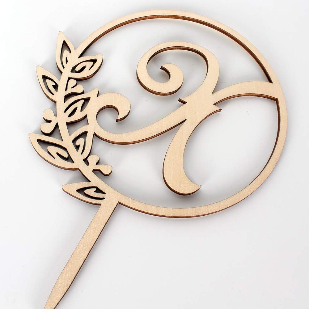LINGTEER Personalized Inital Letter X Wood Cake Topper Perfect for Birthday Rustic Wedding Anniversary Keepsake Party Decoration