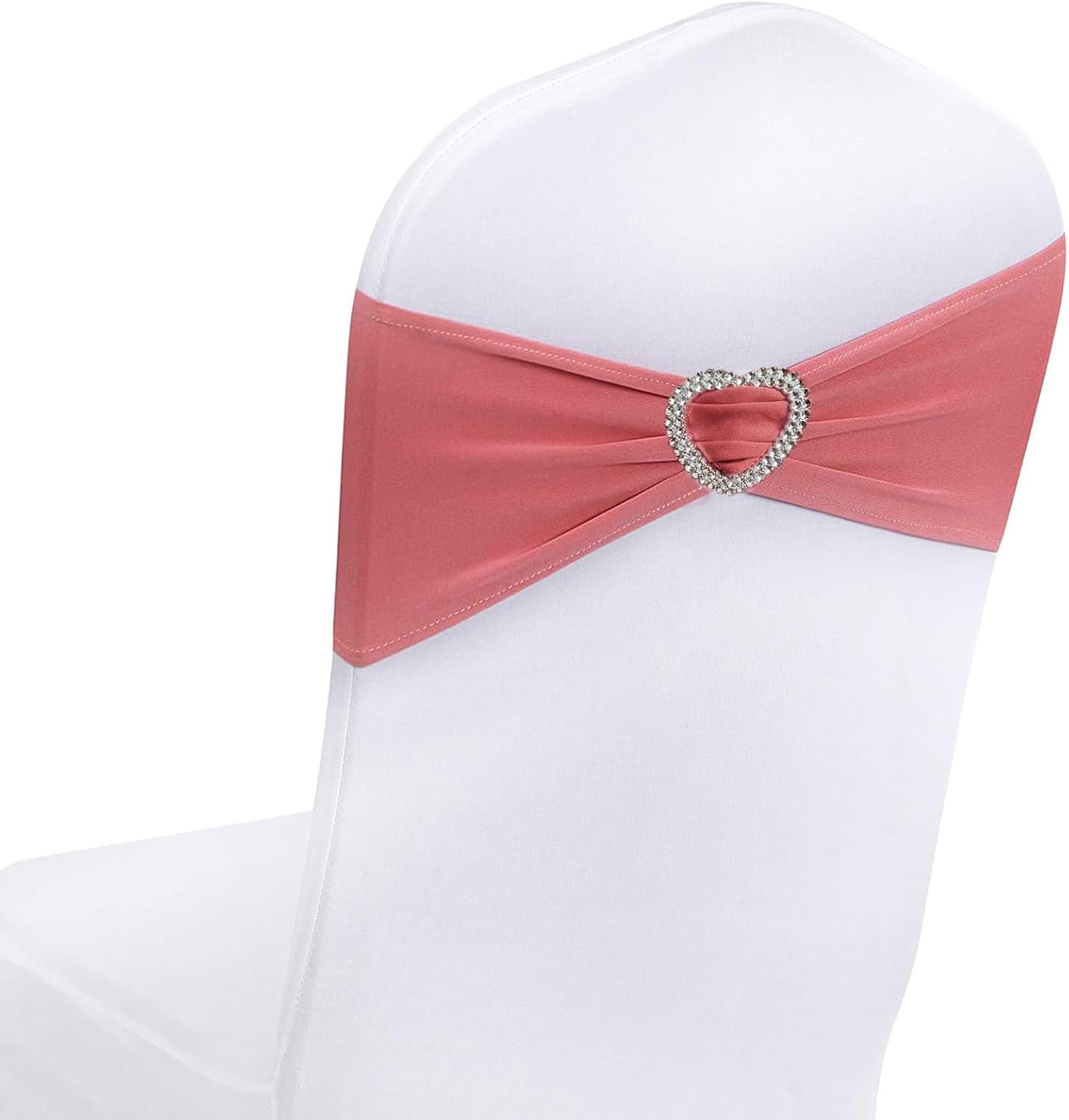 Coral Red Chair Sashes 25 Pack Spandex Coral Red Sashes for Chairs Covers Universal Stretch Chair Sashes Band with Heart Buckle Slider Universal Sashes Bows for Wedding Banquet Party Decorations