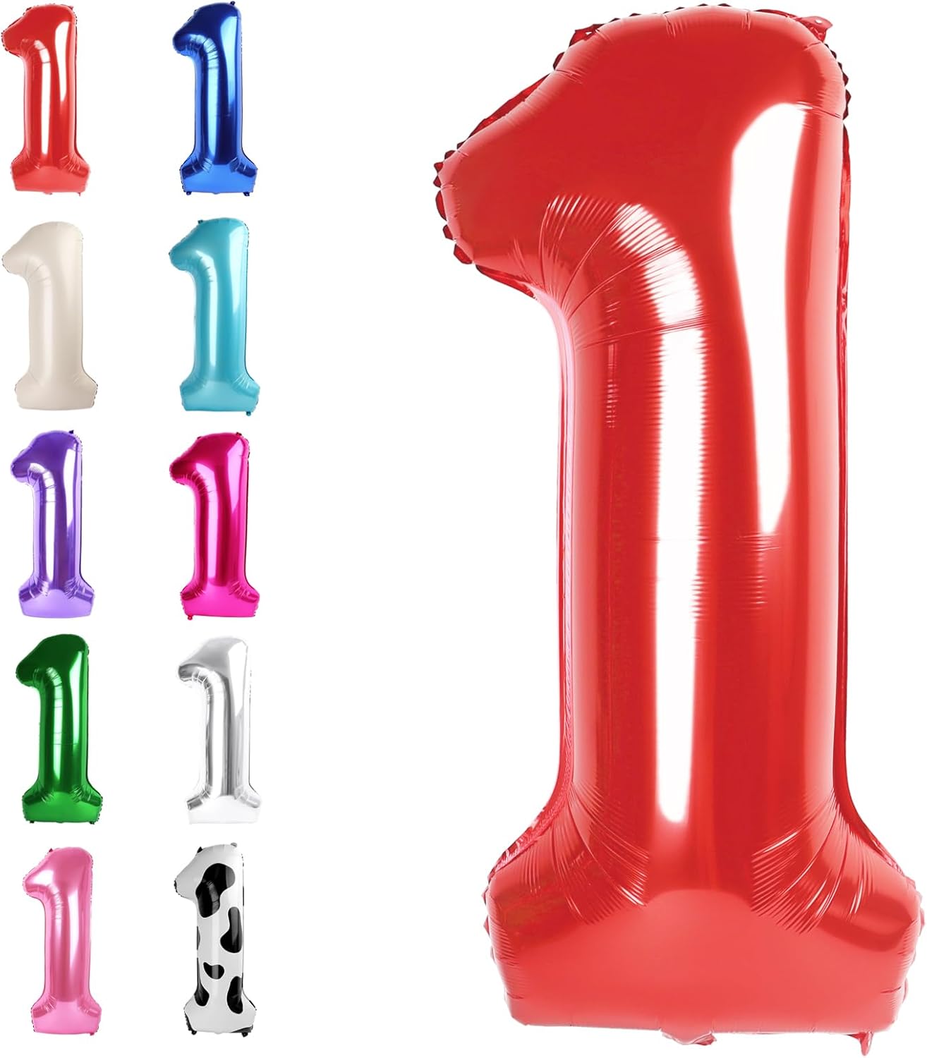 Red Number 1 Balloon 40 inch, Number 1 Birthday Balloon for Boy Girl, Red Foil One Balloon for 1st 10 11 12 16 18 Birthday Party, Anniversary Celebration Number Balloons Decorations