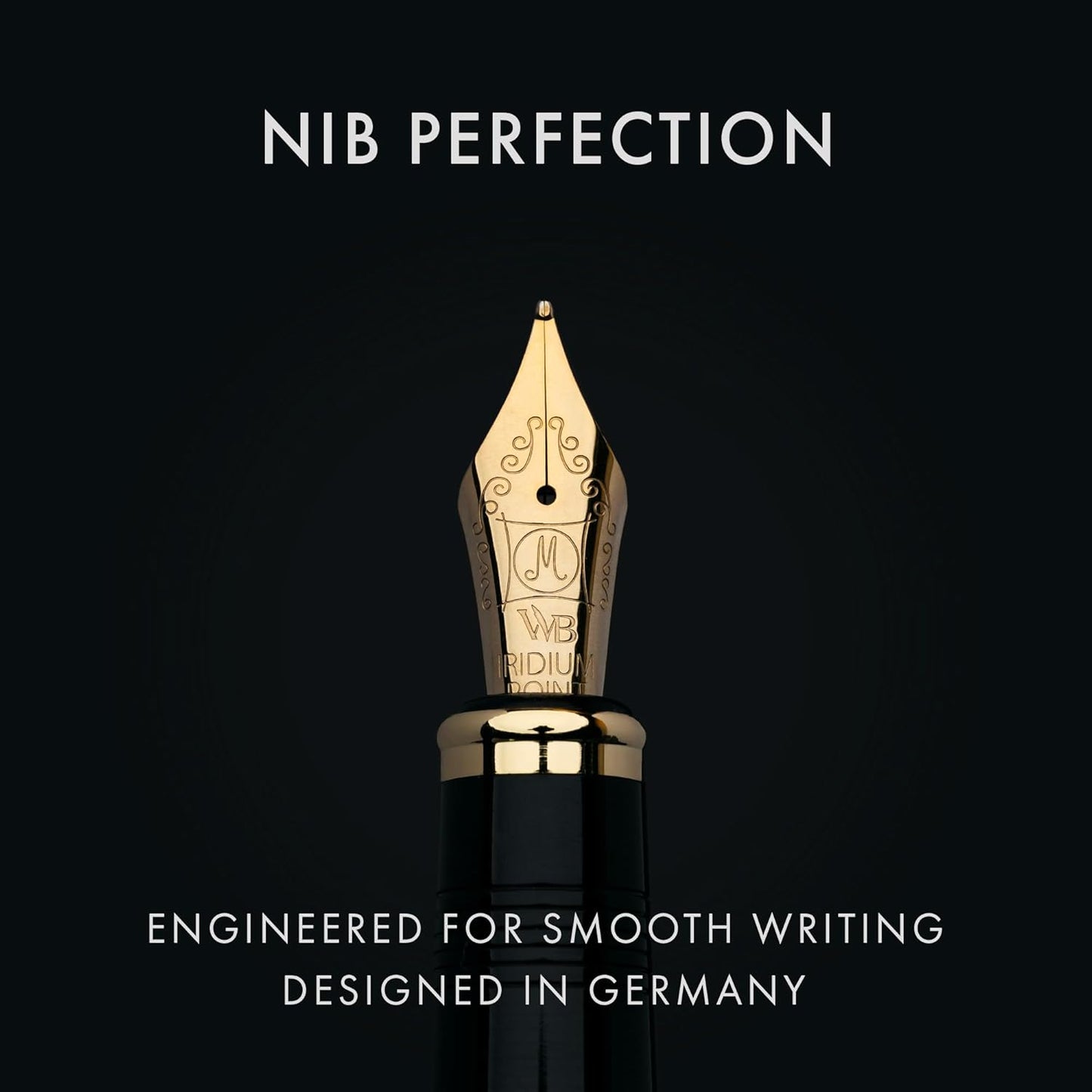 Wordsworth & Black Primori Fountain Pen Set [Gunmetal Gold]; Medium Nib, Gift Case, 24 Ink Cartridges, Refill Converter, Manual; Journaling, Calligraphy, Smooth Writing Pens; Left and Right Handed