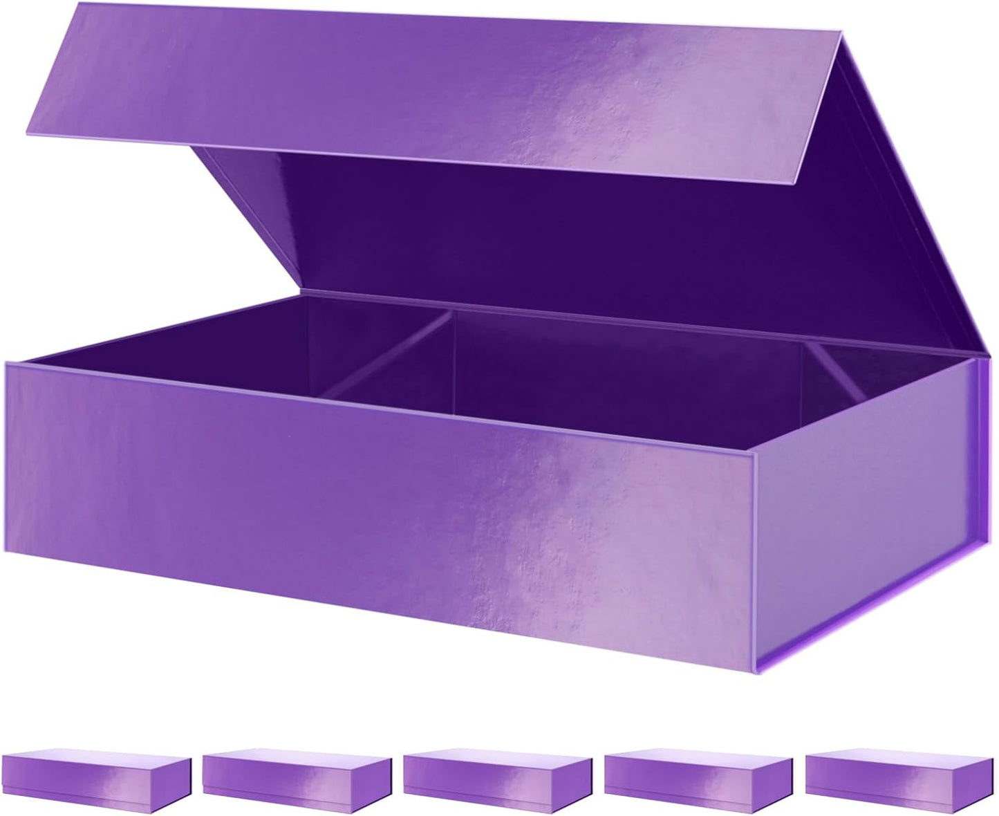 PACKHOME 6 Extra Large Gift Boxes 17.5x11.3x4.3 Inches, Sturdy Shirt Boxes with Magnetic Lids for Clothes and Large Gifts (Glossy Purple)