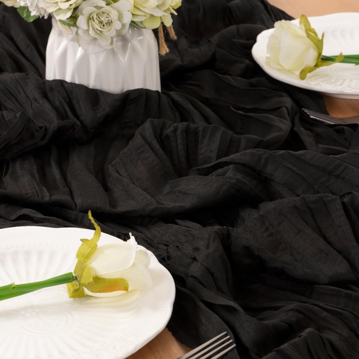Black Table Runner Cheesecloth Table Runner 10FT Farmhouse Table Runners 120 Inches Fall Table Decor Dining Room Centerpiece Wedding Boho Baby Shower Birthday