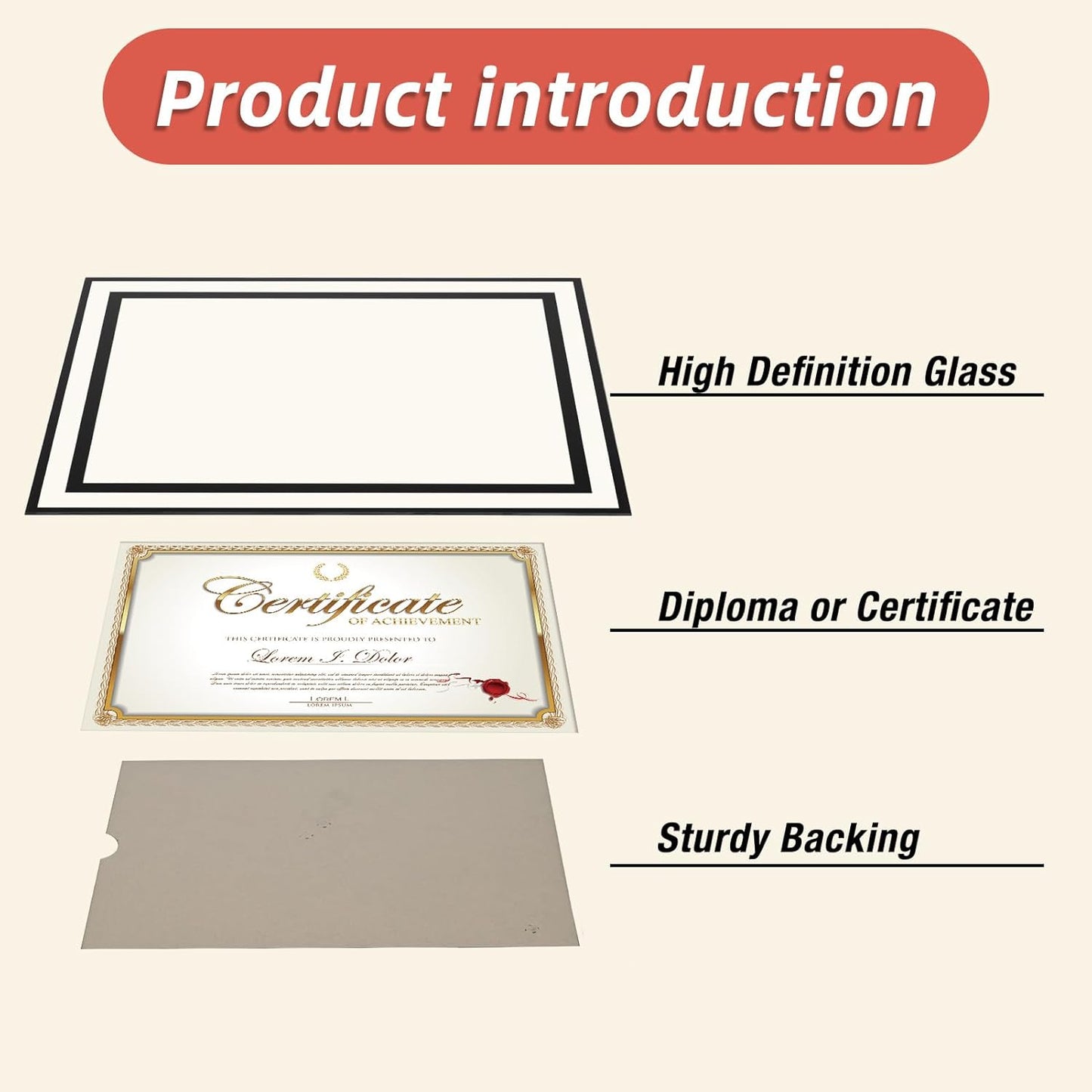 Rempry 8.5x11 Picture Frame Set of 12, Black Glass Photo Frames 8.5 by 11 for Certificate Diploma Document, Vertical or Horizontal Tabletop Display