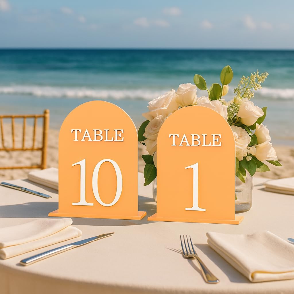 Arch Wedding Table Numbers 1-10 with Stands, 5" X 7" Double Sided Acrylic Wedding Sign Holders, Durable Non-Fading Table Number for Wedding Reception, Events, and Centerpieces