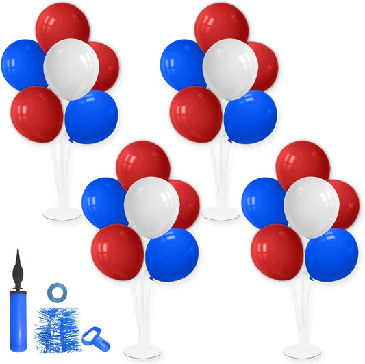 Red White and Blue Balloon Stand Centerpiece Table Decorations for 4th of July Father's Day Graduation Birthday Party Decorations(Red white blue set4)
