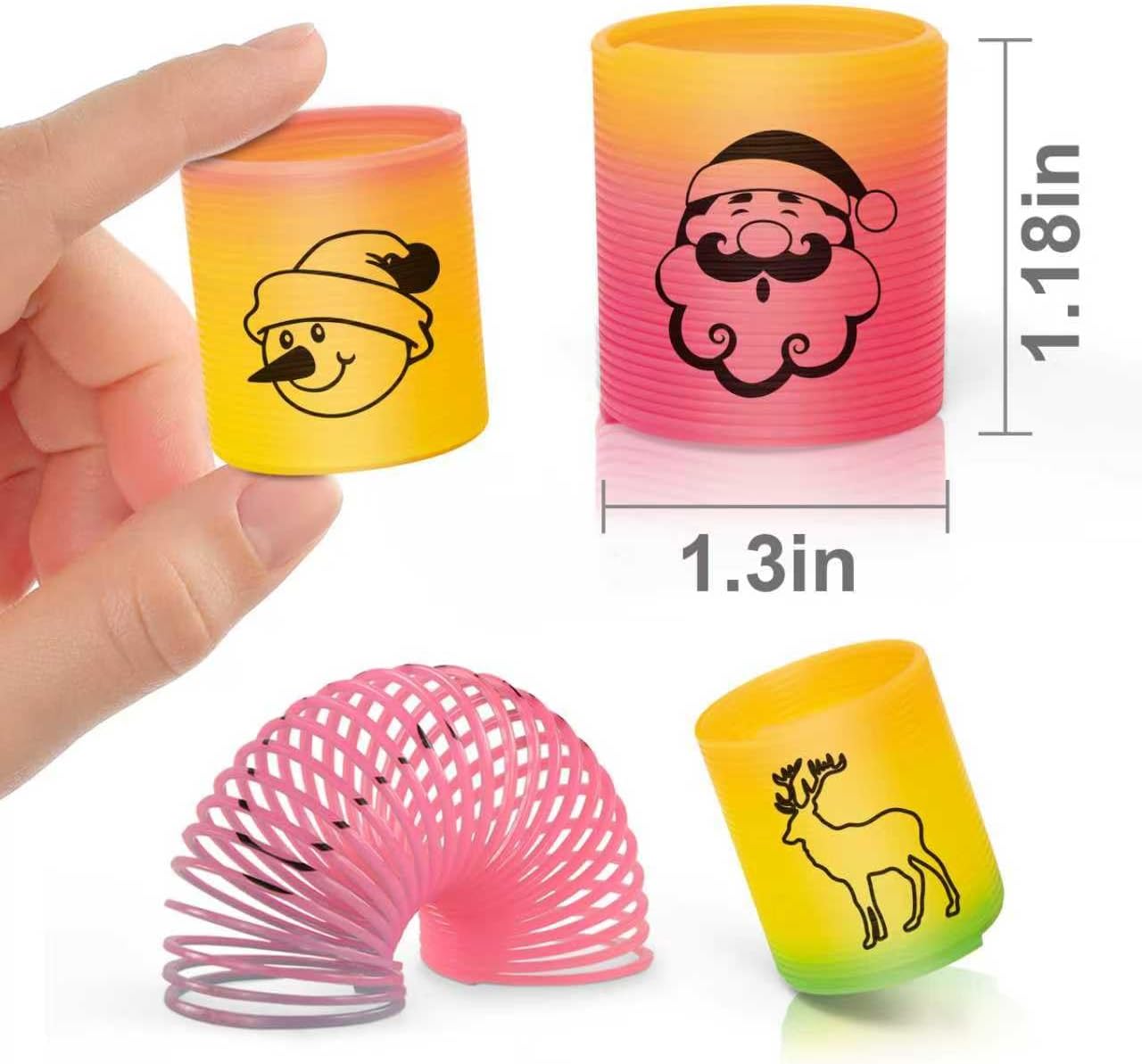 36 Packs Spring Rainbow Magic Fidget Stress Coil Mini Springs Bulk Toys Party Favor Birthday Carnival Prize Goodie Bag Stuffers for Kids Boys Girls (Christmas)