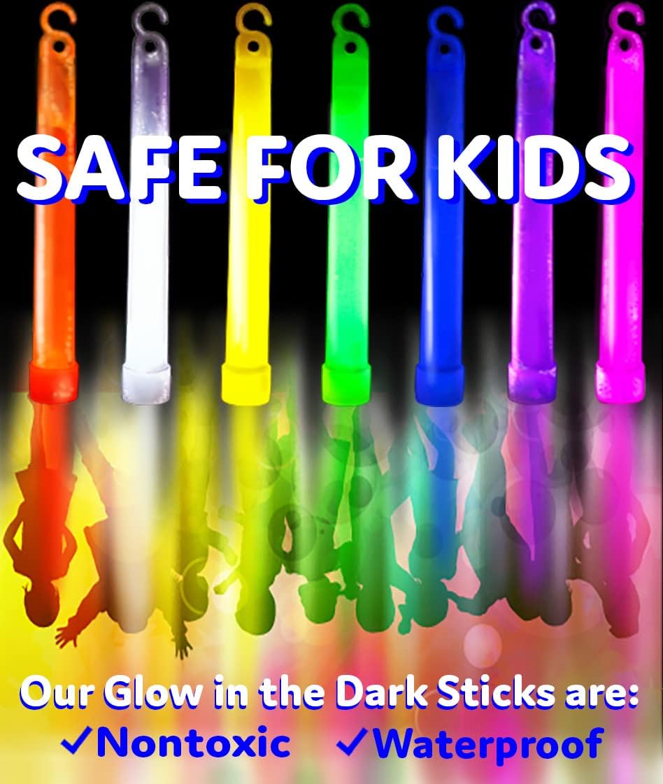 PartySticks Glow Sticks Party Supplies for Kids and Adults (30pk Assorted) - 6 Inch Bulk Glow Light Up Sticks Party Favors, Glow in the Dark Party Decorations, Waterproof Nontoxic Glow Necklaces