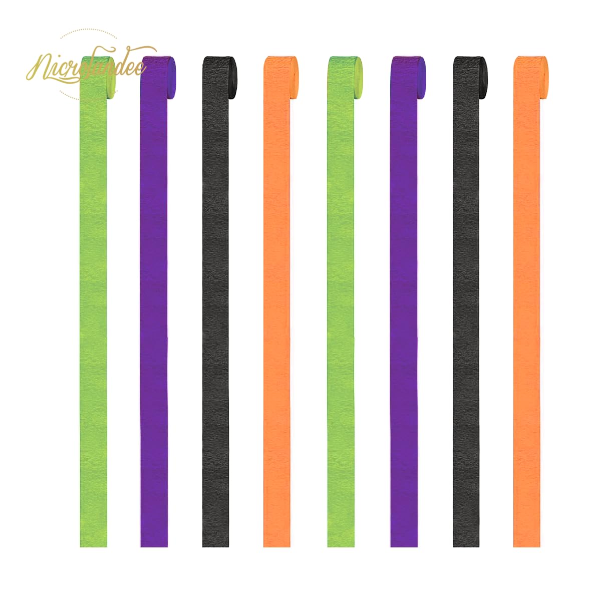 NICROLANDEE Halloween Crepe Paper Streamer Black & Orange 8 Rolls 82ft Long