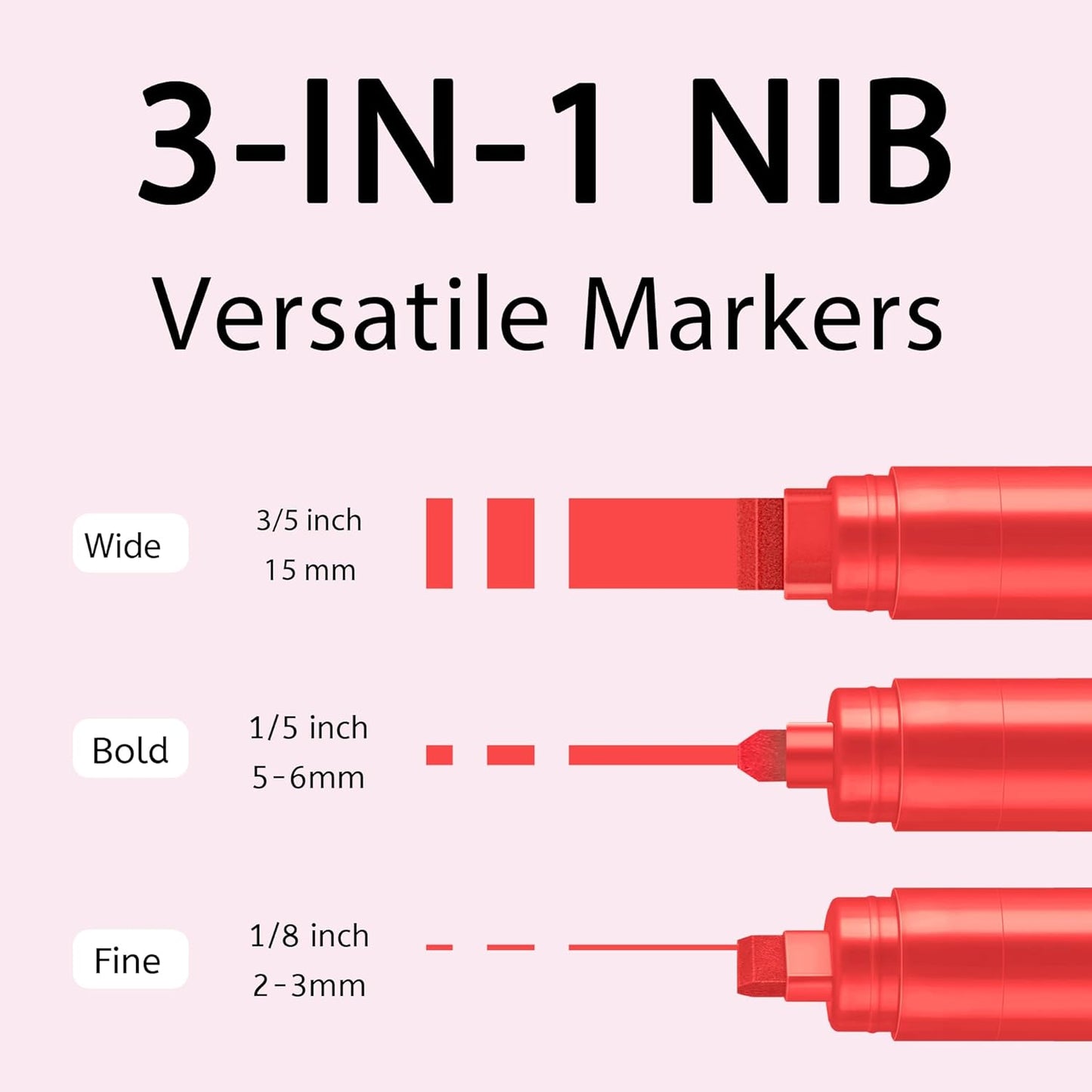 3 Pcs Red Jumbo Permanent Markers: 15mm Wide Tip Thick Acrylic Paint Pen Large Calligraphy Marker for Rock Painting, Poster, Sign, Canvas, Glass, Wood, Ceramic