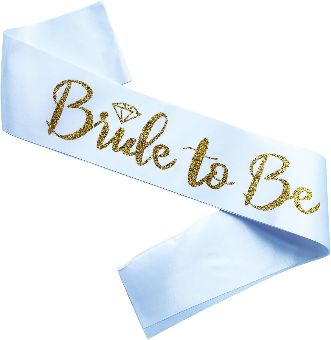 Bride to Be Sash, Bachelorette Party Sash for Bridal Shower Wedding Party Favors Accessories Supplies Engagement Gifts,White Satin with Glitter Letter Gold