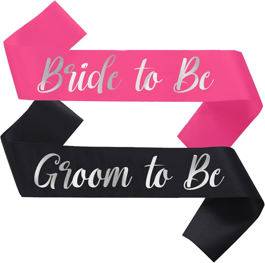 Bride to Be Sash and Groom to Be Sash, Bachelorette Party Supplies Engagement Party Favors, Bridal Shower Sashes Bachelor Decorations Hot Pink