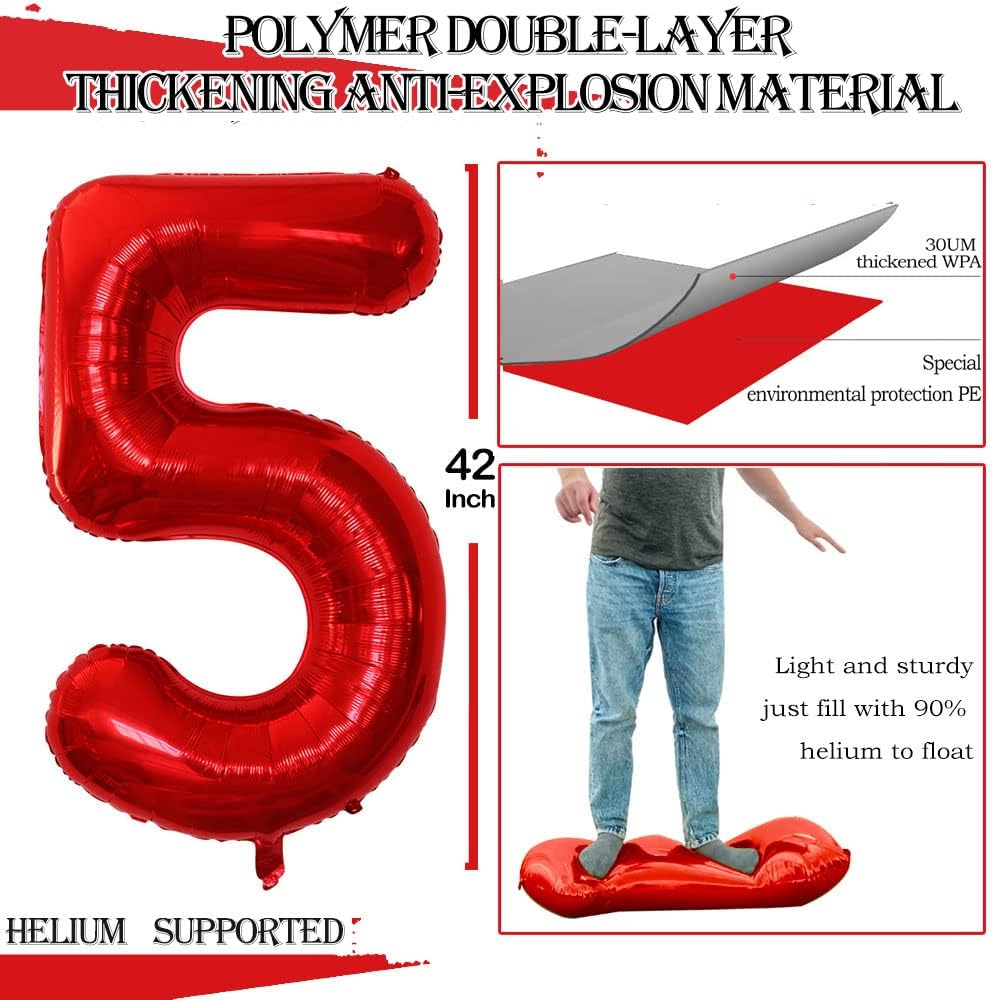 GOER Number 50 Balloons for 50th Birthday Party Decorations,42 Inch Jumbo Foil Helium Balloons for 50th Anniversary (Red)