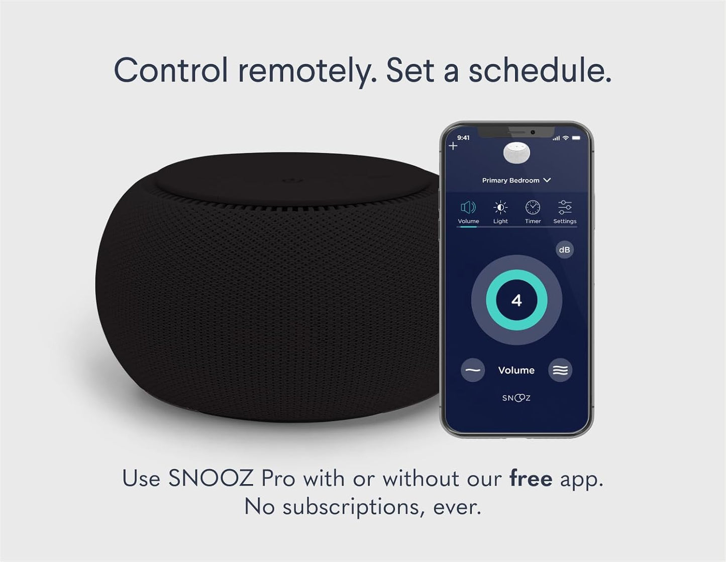 SNOOZ Pro - Smart White Noise Machine & Travel Case - Real Fan Inside, Non-Looping White Noise, Adjustable Tone & Volume - App-Based Remote Control & Sleep Timer - Midnight