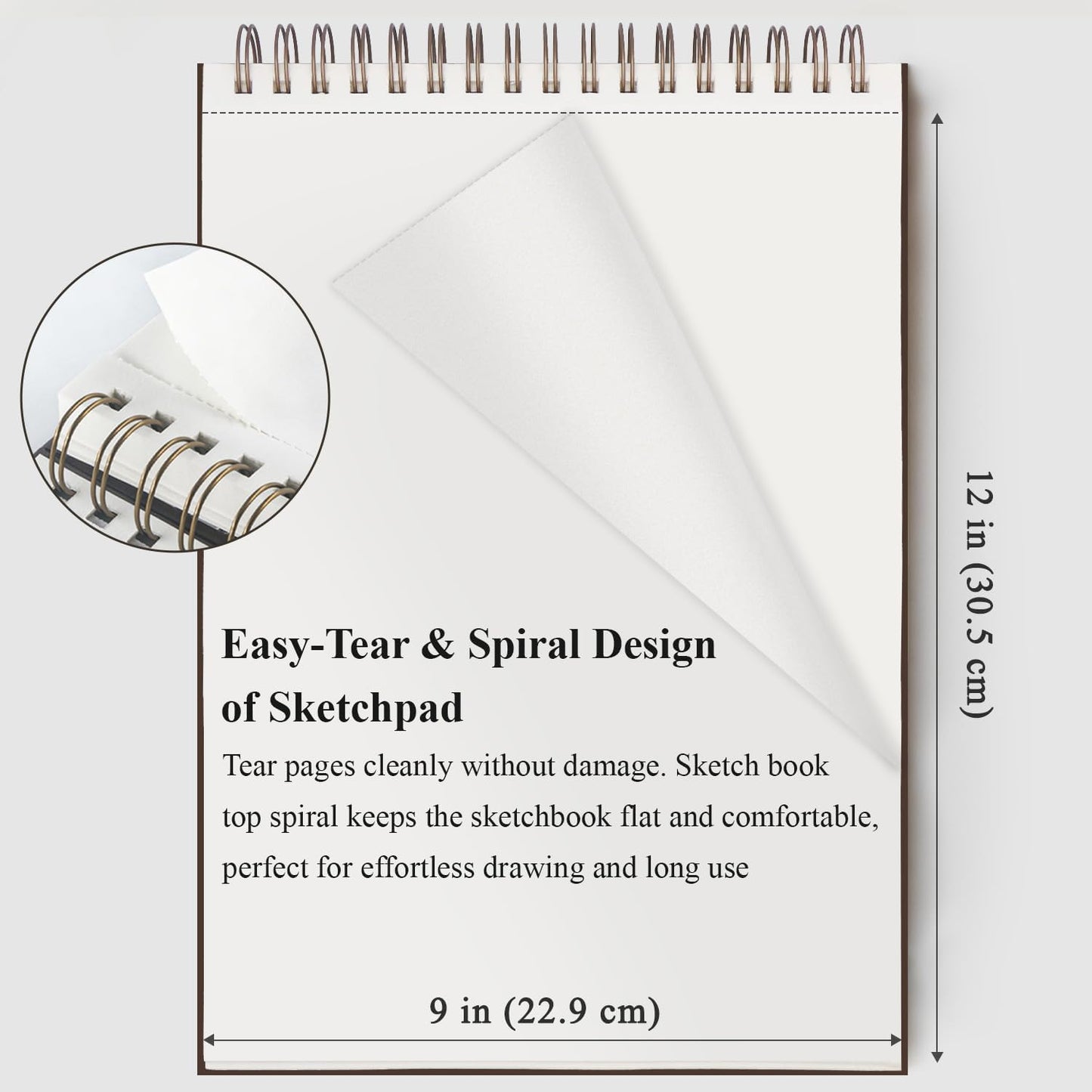 9 x 12 inches Sketch Book, Top Spiral Bound Sketch Pad, 4 Pack 100 Sheets Each (68lb/100gsm), Acid Free Art Sketchbook Artistic Drawing Painting Writing Paper for Kids Adults Beginners Artists