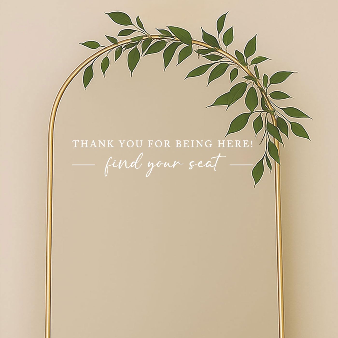 Seating Chart Sign, Wedding Mirror Decal, Thank You for Being Here Find Your Seat, Wedding Seating Chart Header Vinyl Decal, Your Seat Awaits Wedding Sign Decal, Mirror Sticker for Seating (White, Wide 20")
