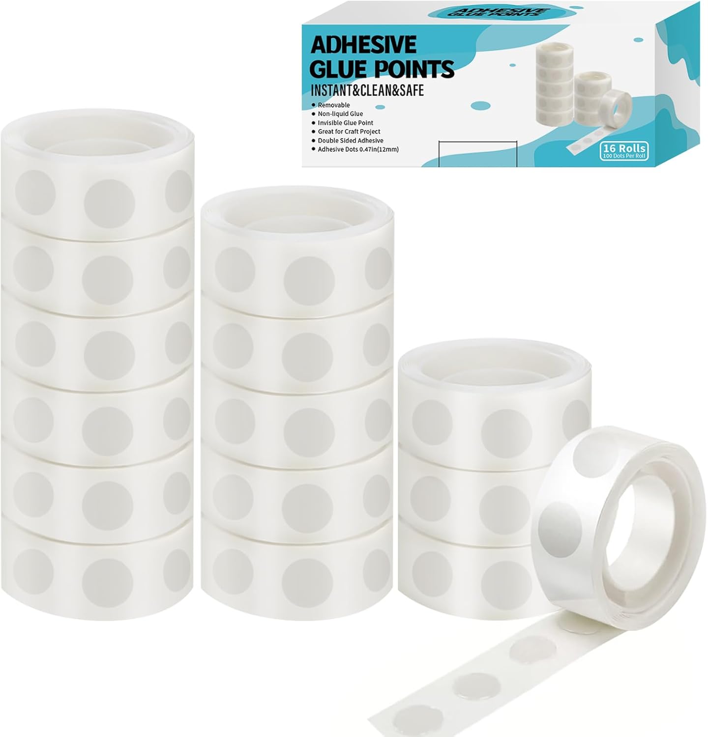 1600pcs Glue Point Clear Balloon Glue Removable Adhesive Dots Double Sided Dots of Glue Tape for Balloons Craft Glue Points Dots Sticky Dots or Wedding Decoration