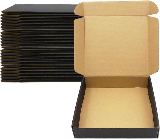 24 Pack 9x8x2 Inches Black Shipping Boxes，3 Layers Corrugated Cardboard Box, Black Mailer Boxes for Packaging Small Business Mailing Gifts Giving Products Wrap Boxes (9''x8''x2'')