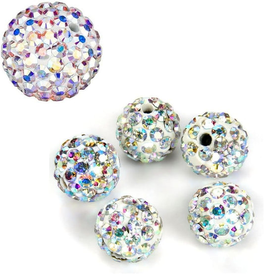 25pcs Adabele Grade A Suncatcher Crystal Rhinestone Pave Loose Beads 8mm Clear AB Polymer Clay Disco Ball Spacers Compatible with Shamballa All Craft Jewelry Making DB8-2