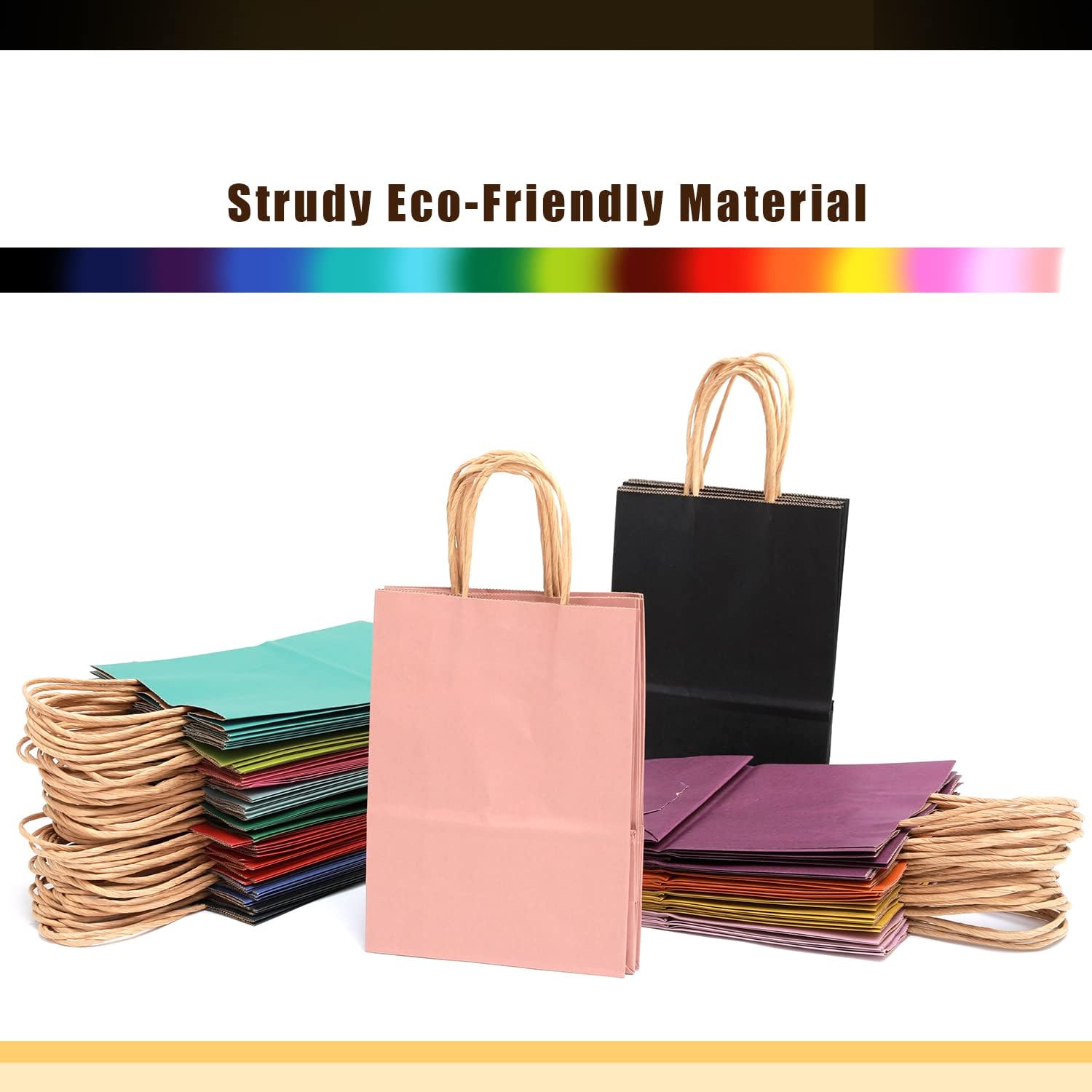 qiqee Medium Size Paper Gift Bags With Handles 10.6"x8.3"x4.3" 16 Solid Colors Party Favor