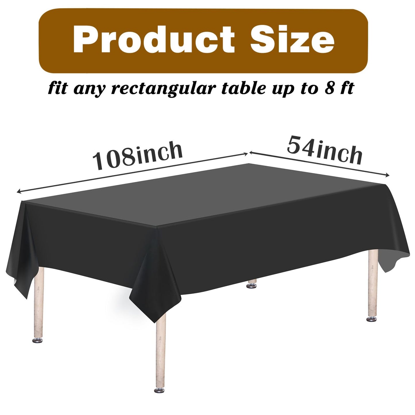 Kopokita 2 Pack Black Plastic Tablecloths Disposable 54 x 108 Inch
