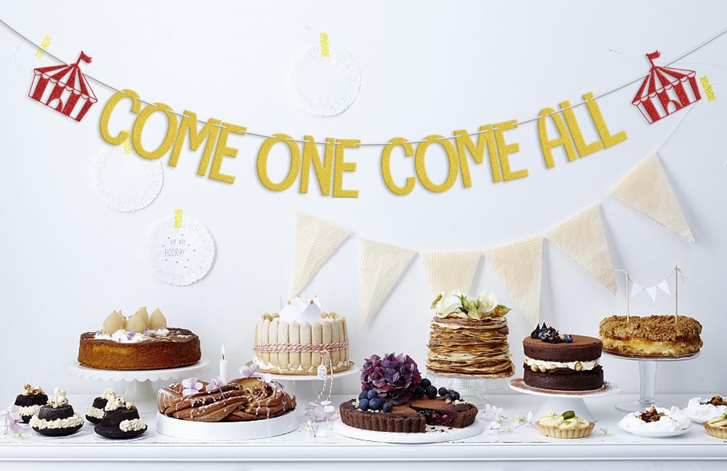 Come One Come All Banner, Circus 1st Birthday Party Decorations, Carnival Theme Party Clown First