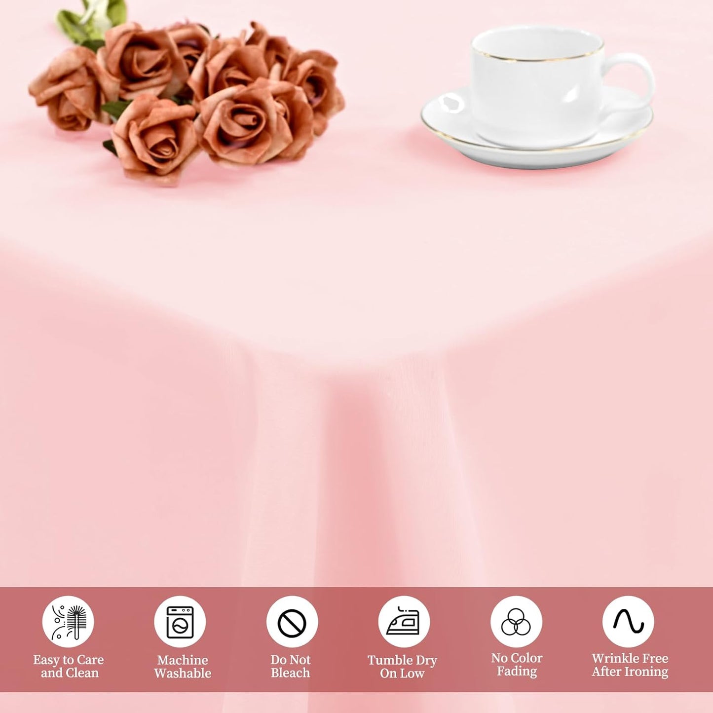 12 Pack Pink Tablecloths for Rectangle Tables 60 x 102 Inch Pink Polyester Tablecloth 6 Foot Rectangle Table Cloth Washable Fabric Table Cover for Party Wedding Banquet Restaurant Events