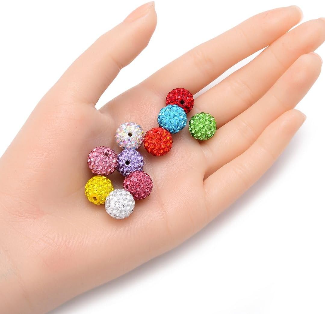 25pcs Adabele Grade A Suncatcher Crystal Rhinestone Pave Loose Beads 12mm Jet Hematite Black Polymer Clay Disco Ball Spacers Compatible with Shamballa All Craft Jewelry Making DB12-31