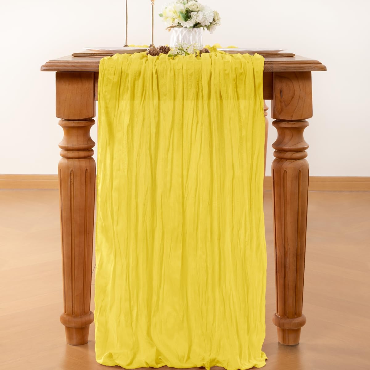Yellow Table Runner Cheesecloth Table Runner 14FT Farmhouse Table Runners 160 Inches Fall Table Decor Dining Room Centerpiece Wedding Boho Baby Shower Birthday