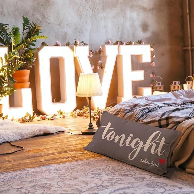 Mancheng-zi Bridal Pillow Cover, 16x24, Funny Couples Reversible Linen Pillow Cover, Bachelorette & Bridal Shower Gifts, Wedding Gift for Bride (Gray)