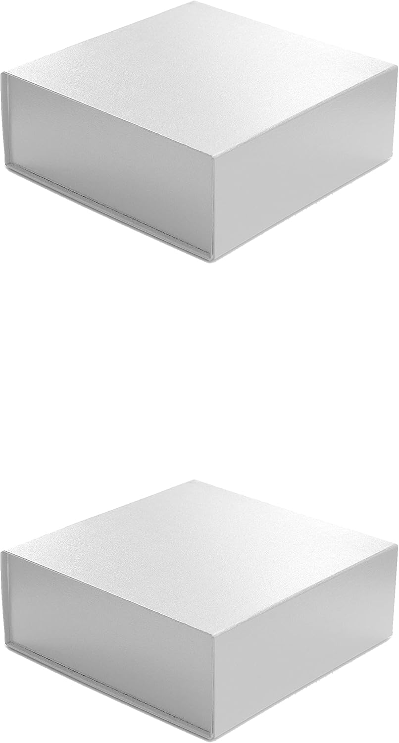 CECOBOX - Gift Boxes with Lids for Presents 6"x6"x2.75" - Matte, Collapsible Magnetic Closure Gift Box - Groomsmen & Bridesmaid Proposal Boxes, Wedding, PR, Birthdays, Holidays (White)