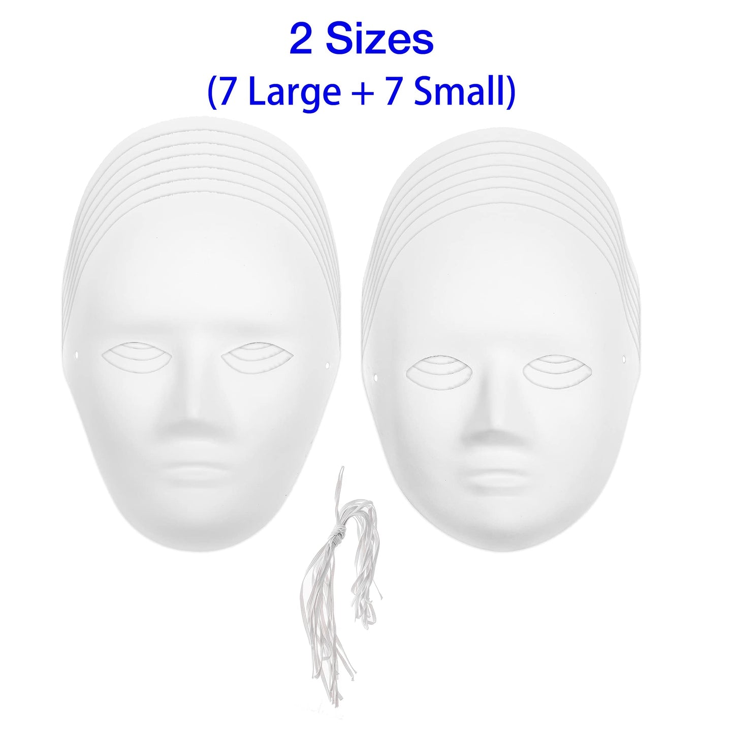 CALPALMY 30 Pack Paper Mache Masks - 2 Sizes for Artistic Projects, Theater, Halloween, Masquerade