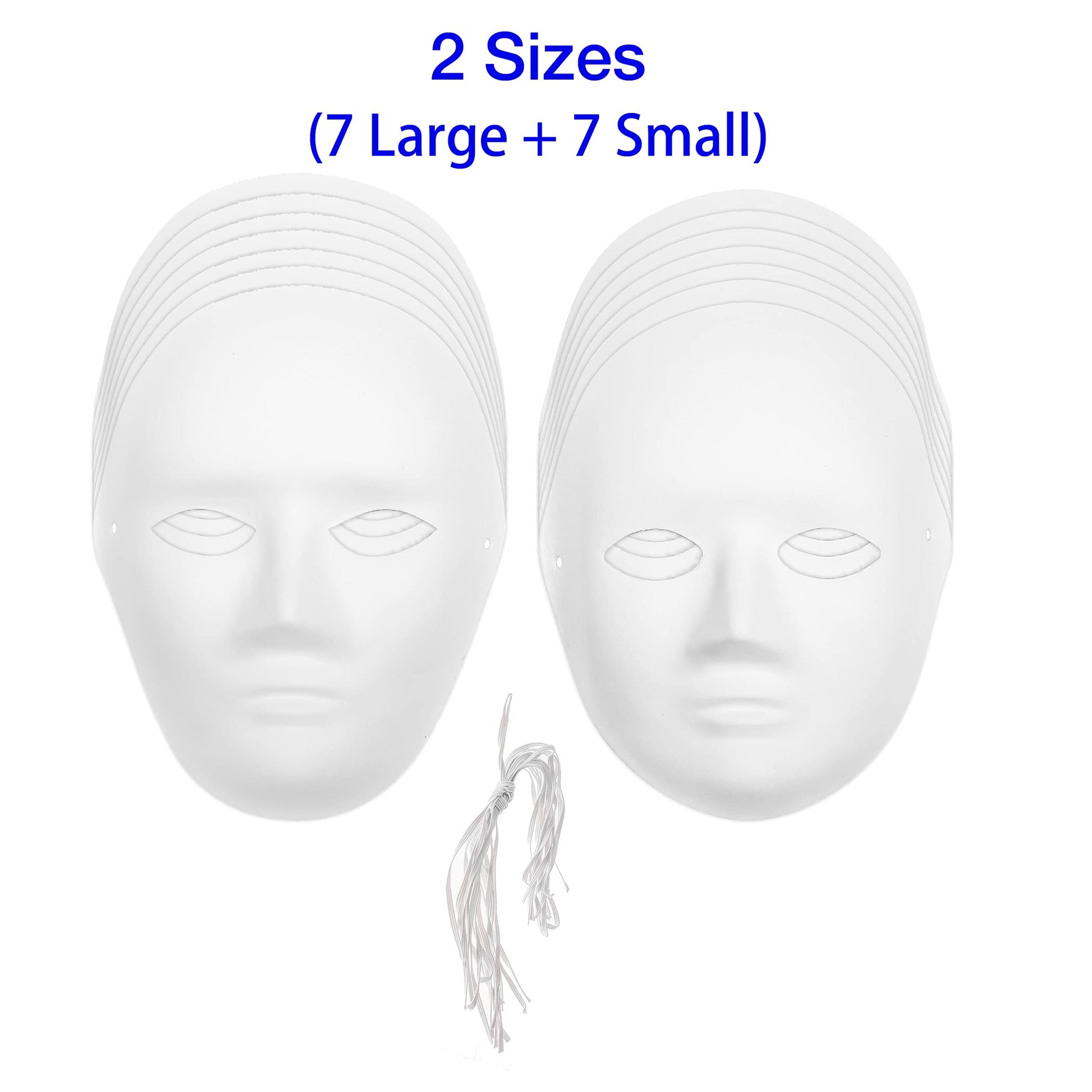CALPALMY 14 Pack Paper Mache Masks - 2 Sizes for Artistic Projects, Theater, Halloween, Masquerade