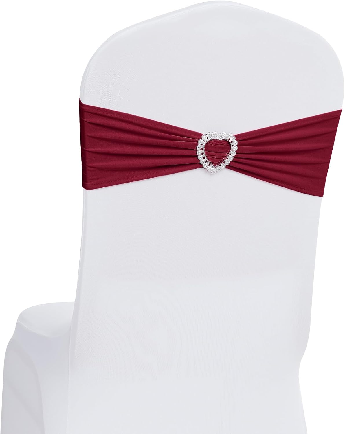 Howhic Pack of 30 Spandex Chair Sashes Bows Stretch Chair Cover Band with Buckle Slider Universal Elastic Chair Ties for Wedding Banquet Party Event Decoration (Burgundy)