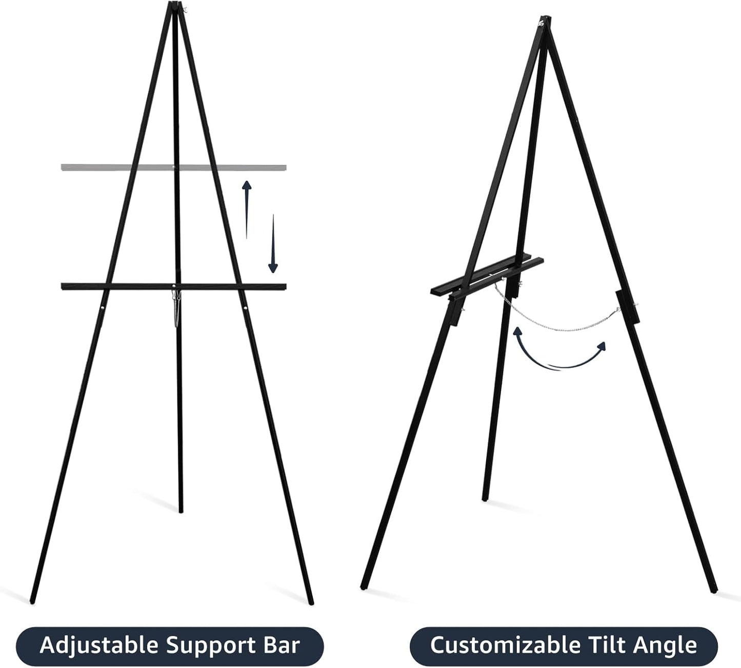 NianFeng Wooden Easel Stand for Sign, Easel Display Stand Floor for Wedding Sign with Adjustable Tray, 63-Inch, Tripod A-Frame Poster Light Duty, Welcome, Art Show & Baby Shower (Black)