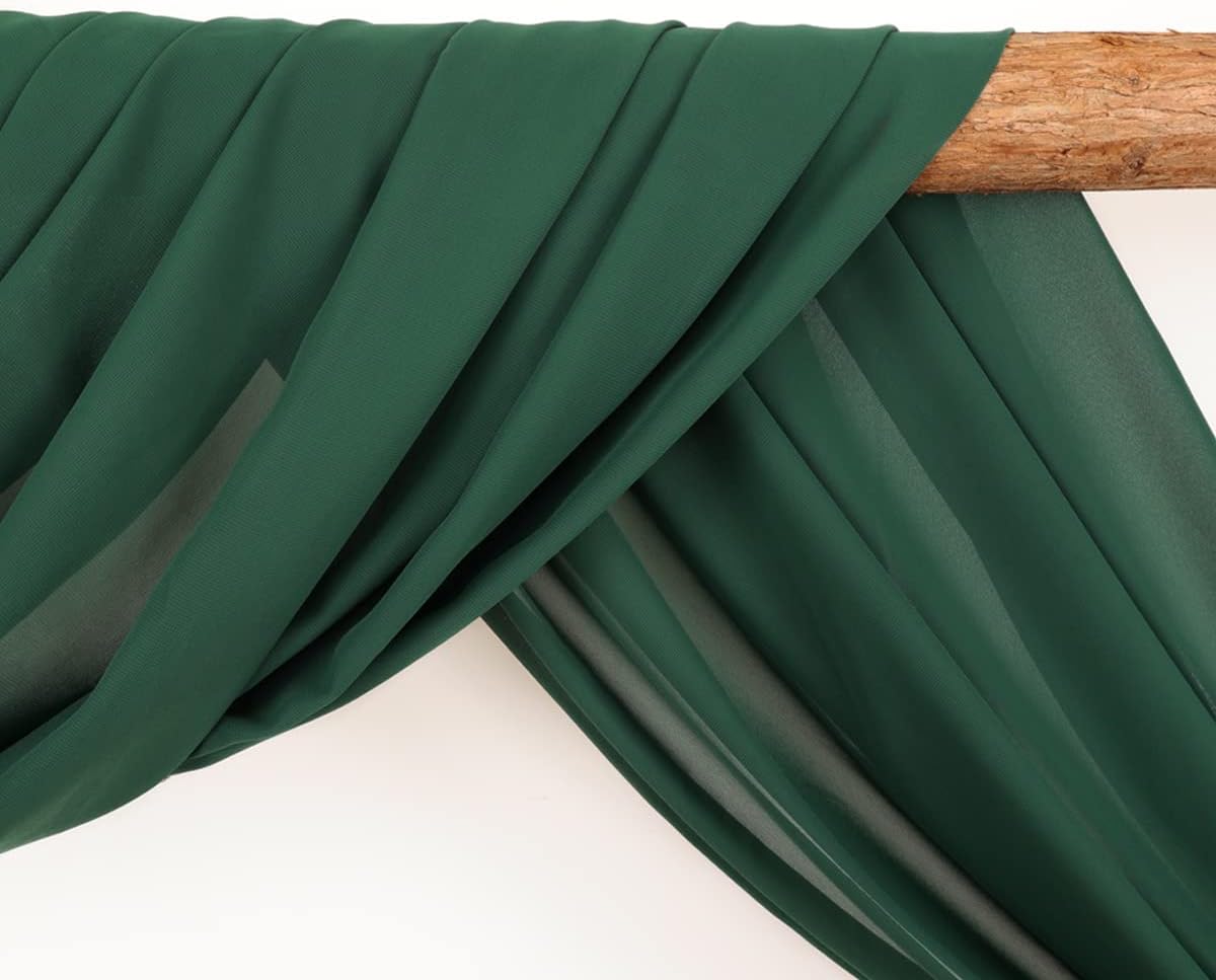 Wedding Arch Draping Fabric 1 Panel 30'' x 18FT Emerald Green Sheer Chiffon Arch Drapery for Photo Booth Bridal Shower Baby Shower Church Decor Newborn Photography Christening Outdoor Party