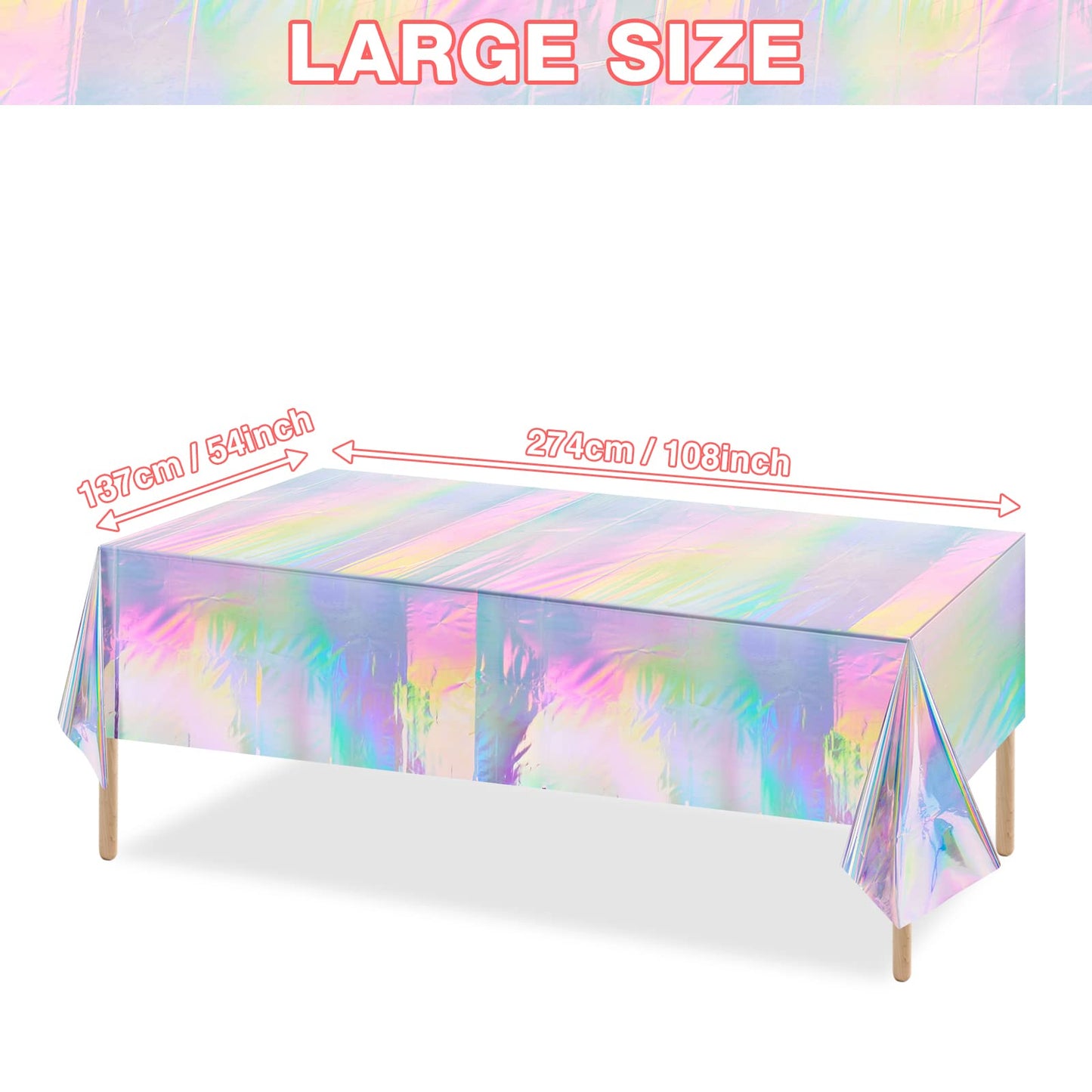 FunnyPars 4 Pack Iridescent Plastic Tablecloths, Disposable Table Covers