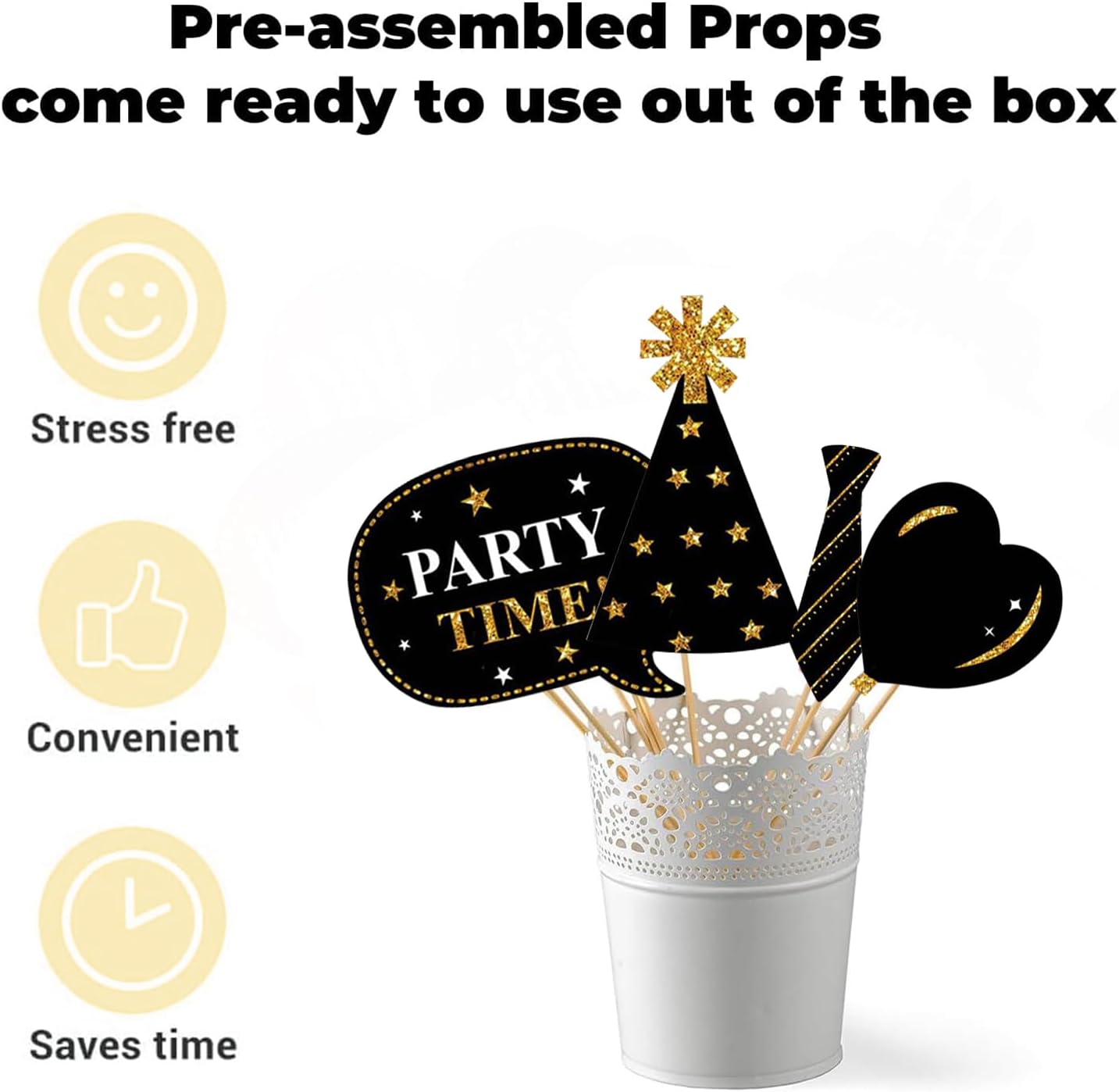 Birthday Photo Booth Props Kit - 38Pcs Funny Pose Signs, Selfie Photobooth Decor for Birthday Party, Men Women