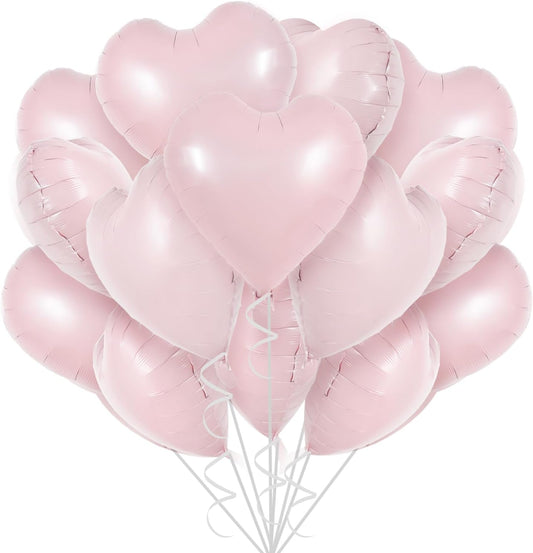 TONIFUL 30Pcs 18 Inch Baby Pink Heart Balloons Pastel Pink Heart Shape Foil Mylar Balloons Decoration for Birthday Valentine's Day Wedding Bridal Shower Anniversary Engagement Party Supplies