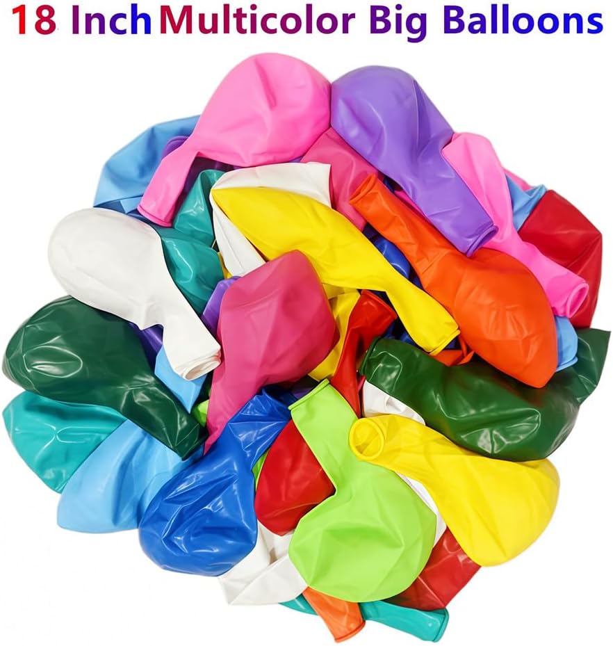 60 Pack Rainbow Balloons 18 Inch Assorted Colors Latex Multicolor Balloon 12 Kinds Colorful Large Balloons for Birthday Wedding Baby Shower Anniversaries Store Party Decorations