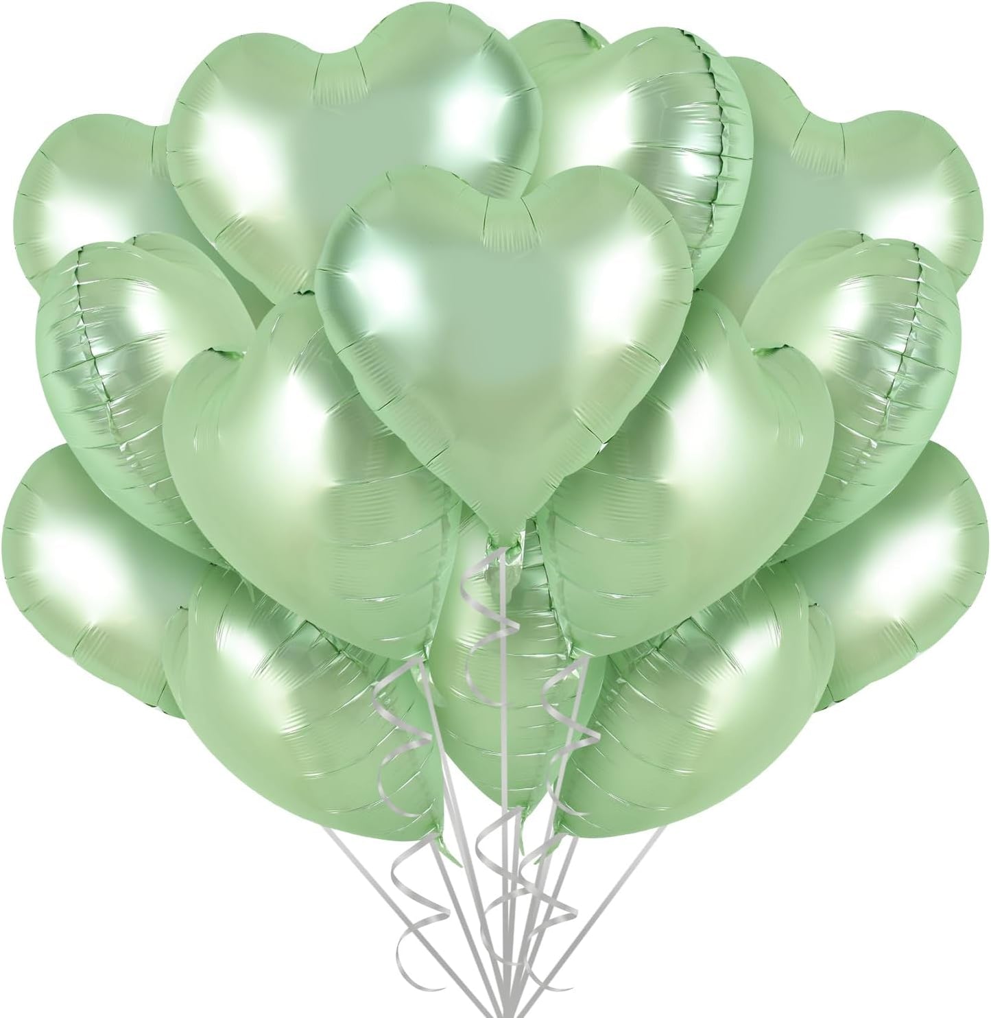 TONIFUL 30Pcs 18 Inch Olive Green Heart Balloons Sage Green Heart Shape Foil Mylar Balloons Decoration for Birthday Valentine's Day Wedding Bridal Shower Anniversary Engagement Party Supplies
