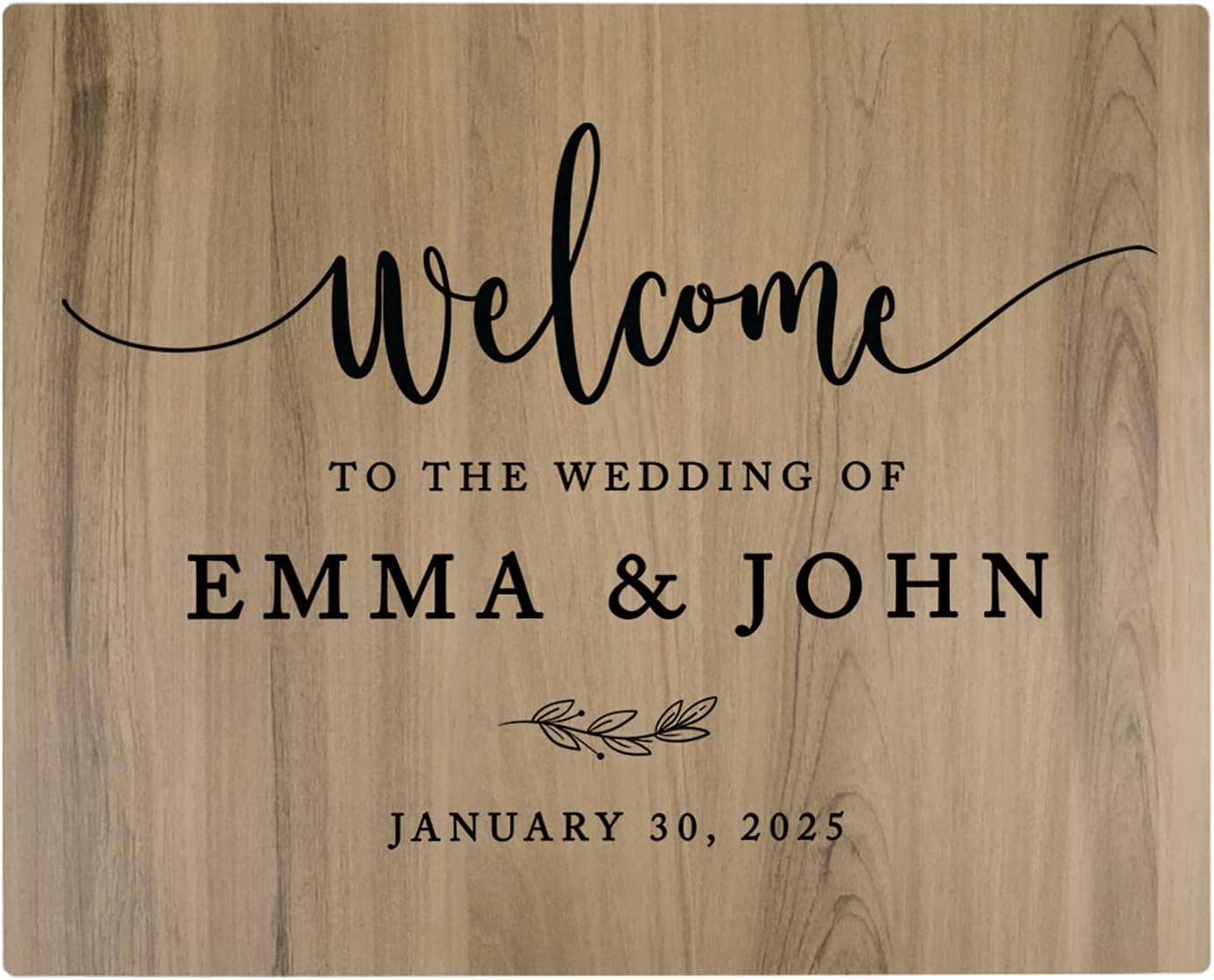 Andaz Press Large Wooden Welcome Sign for Wedding, Rustic Welcome Sign 16" x 20" Custom Names & Date Minimal Woodland Wedding Signage English Oak MDF Wood Finish Wedding Reception Indoor Outdoor Signs