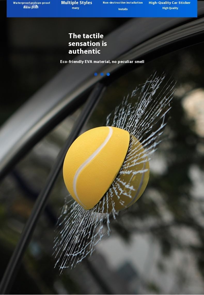 Car 3D elf Ball car Sticker, car Window Funny Creative Decorative Sticker(18cmx18cmx3cm) (White Football)