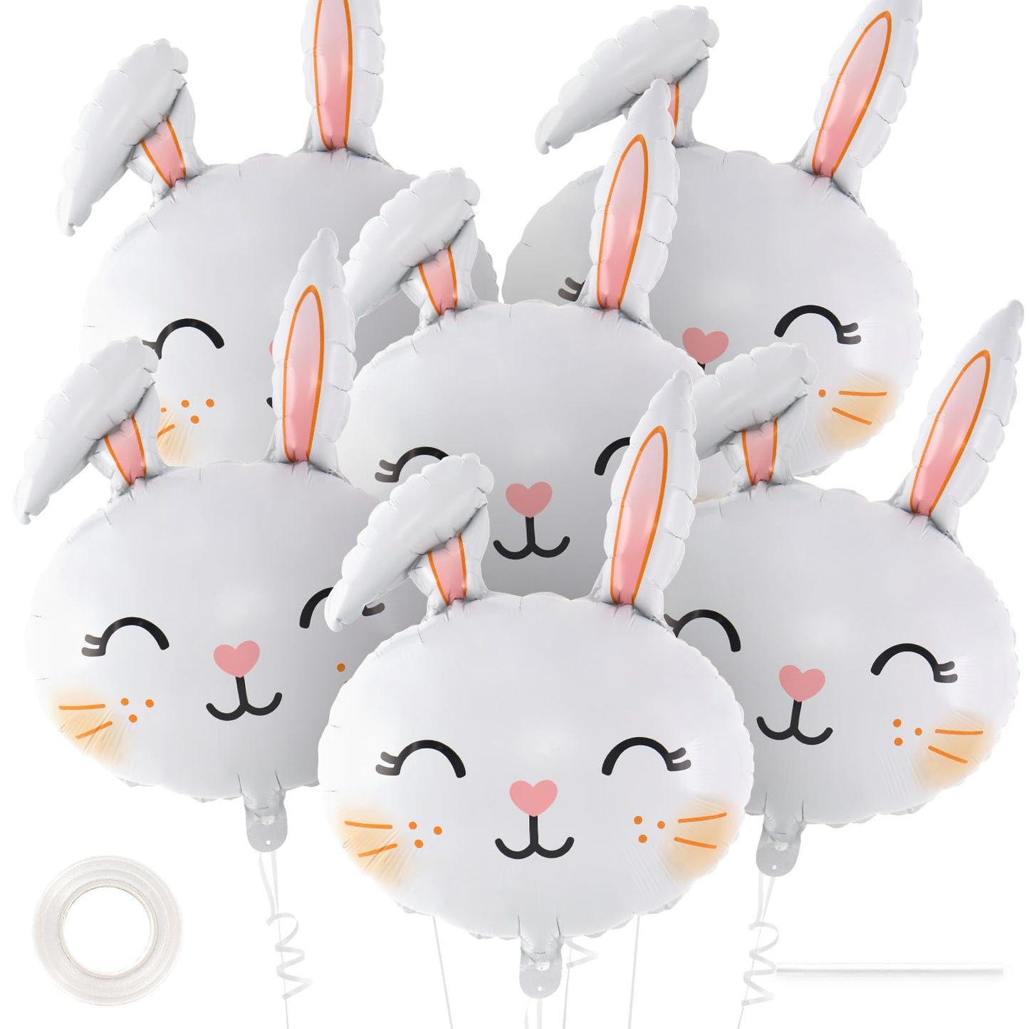 6 Pcs Easter Rabbit Balloons, Giant Bunny Balloon Foil Balloons, White Rabbit Head Balloon for