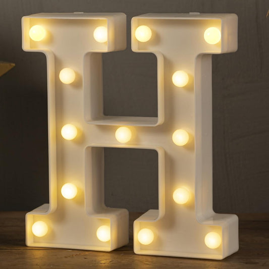 HXWEIYE Light Up Letters H, 8.57 Inch LED Marquee Letter Lights Sign 26 Alphabet and 10 Number Big Lights Letter for Party Birthday Bar Battery Powered Christmas Decor (9 * 8.3 * 1.8IN)-Warm White